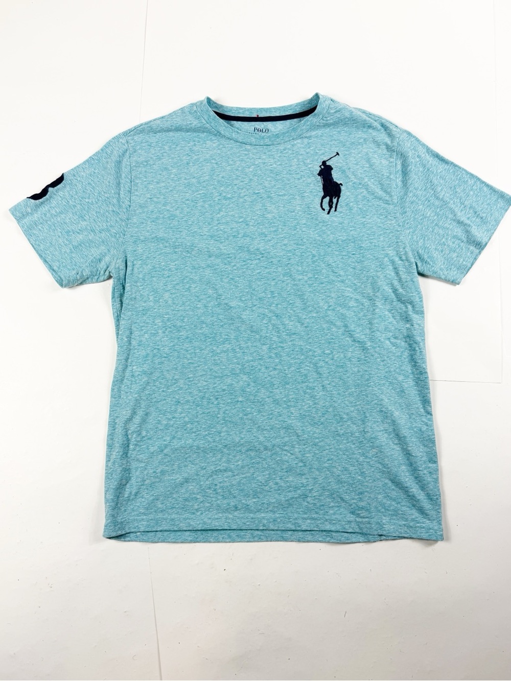 Polo by Ralph Lauren Heather Aqua Short Sleeve Crew Tee with Navy Pony